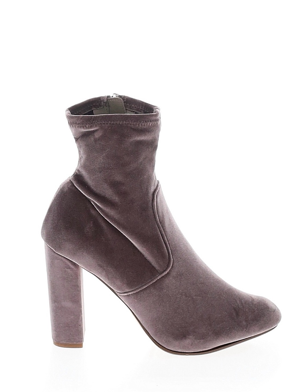Steve Madden Velvet Block Heel Ankle Boot - Taupe Gray